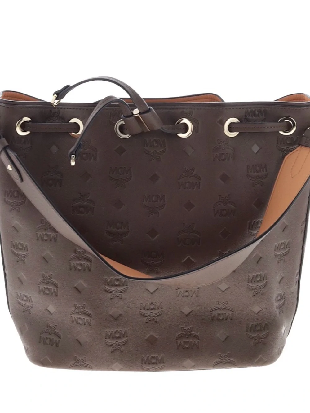 🔥MCM 🔥Brown 🔥Monogram 🔥Drawstring🔥 Tote with Shoulder Strap🔥 - Picture 3 of 13